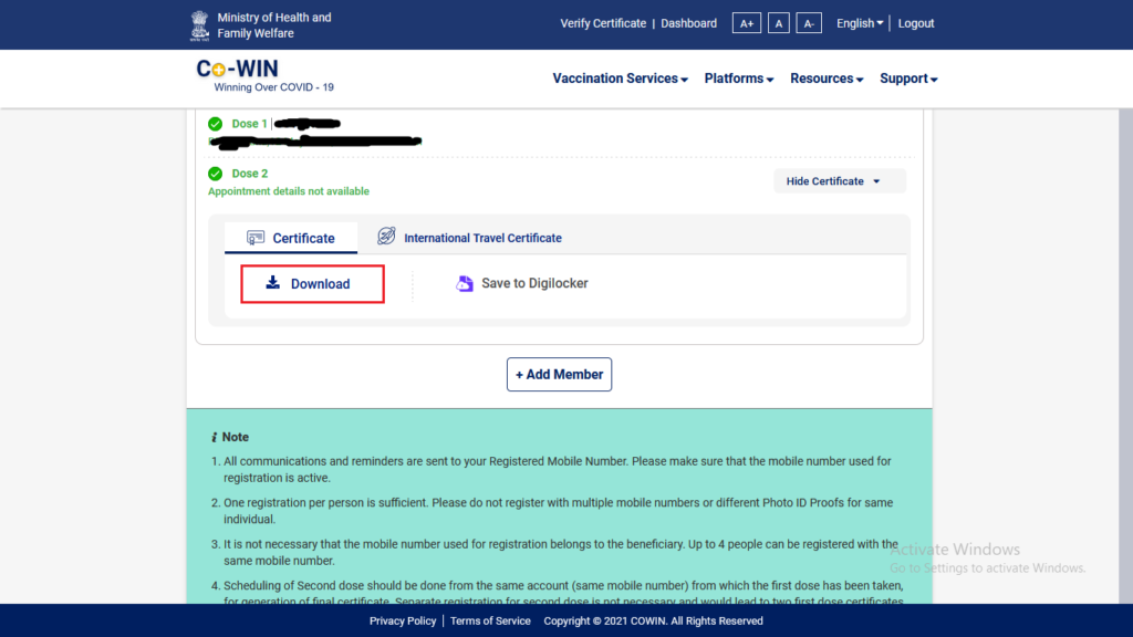 download Covid Vaccination Certificate